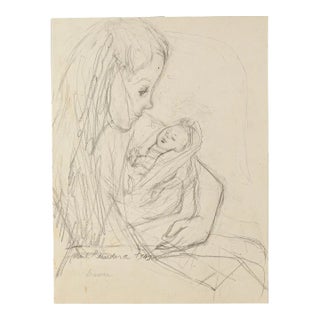 Madam Rundera - Original Pencil on Paper by Jeanne Daour - 1949 1949 For Sale