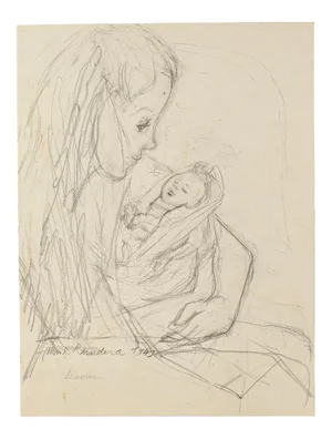 Madam Rundera - Original Pencil on Paper by Jeanne Daour - 1949 1949