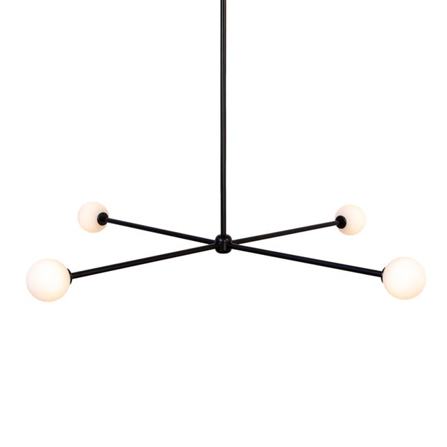 Globe 4 Chandelier, Black, Modern, 3 Inches Glass Globes, by Research.Lighting, Modern, Minimal Hanging Light, Floor Model For Sale - Image 10 of 11