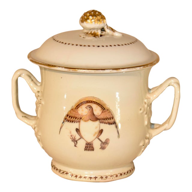 19th Century Creamware Lidded Bouillon Cup For Sale
