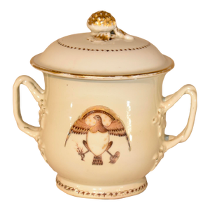 19th Century Creamware Lidded Bouillon Cup