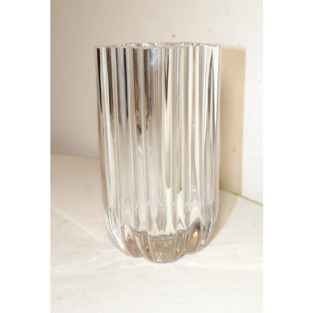 Traditional Vintage Hand Made Blown Anna Ehrner Kosta Boda Thick Clear Crystal Glass Vase For Sale - Image 3 of 12