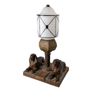 Early 20th Century Art Deco Egyptian Revival Table Lamp With Sphinxes