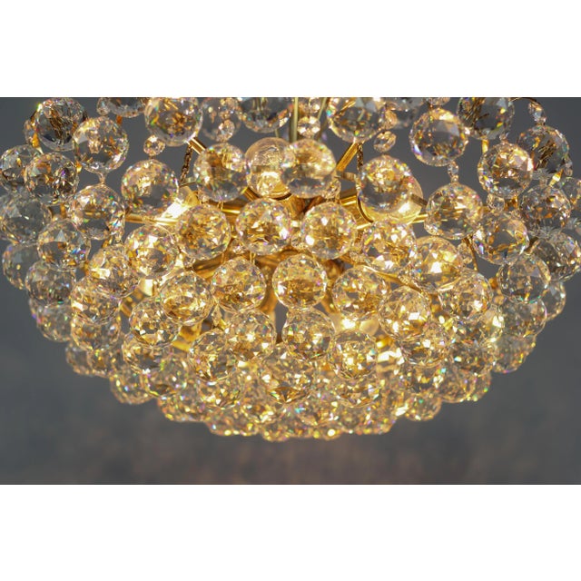 Seven Light Crystal Glass and Gilt Brass Chandelier, Germany, 1970s For Sale - Image 14 of 18