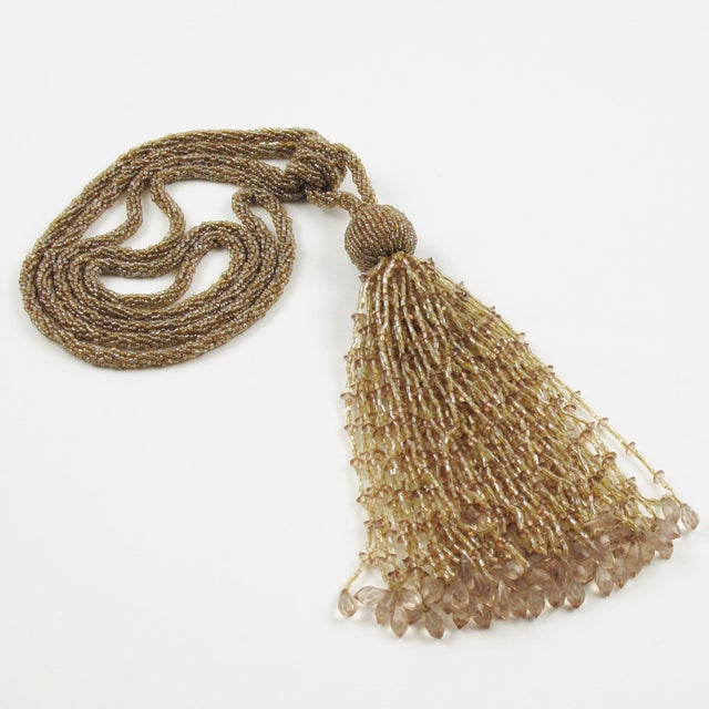 Art Deco Art Deco Trio of Crystal Beads Curtain Tassel Tiebacks Retainers For Sale - Image 3 of 10