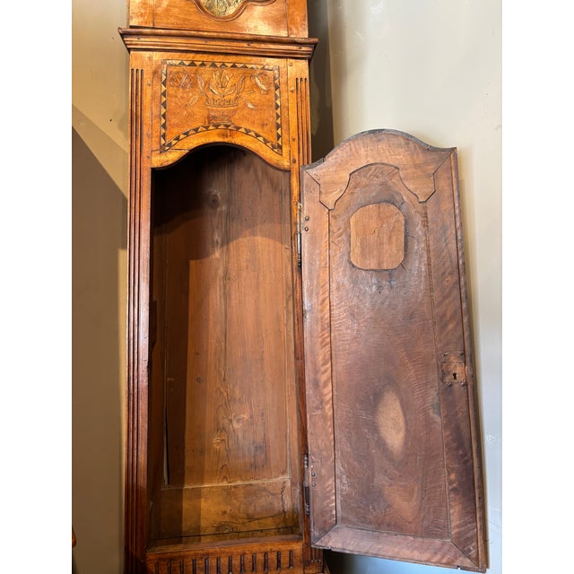 18th Century French Louis XV Carved Walnut Tall Case Clock For Sale - Image 4 of 5