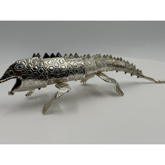 Emilia Castillo Articulated Silver-Plated Brass Lizard Sculpture, Mexico 1980's For Sale - Image 16 of 18