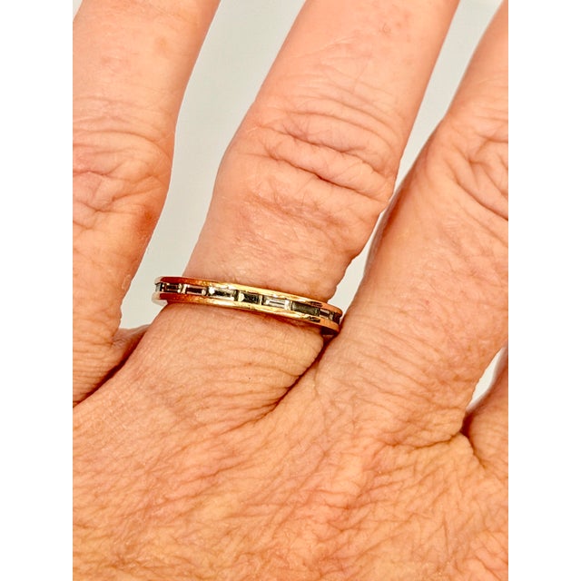 14k Rose Gold Diamond Baguette Eternity Band, Size 6.75 For Sale - Image 4 of 10