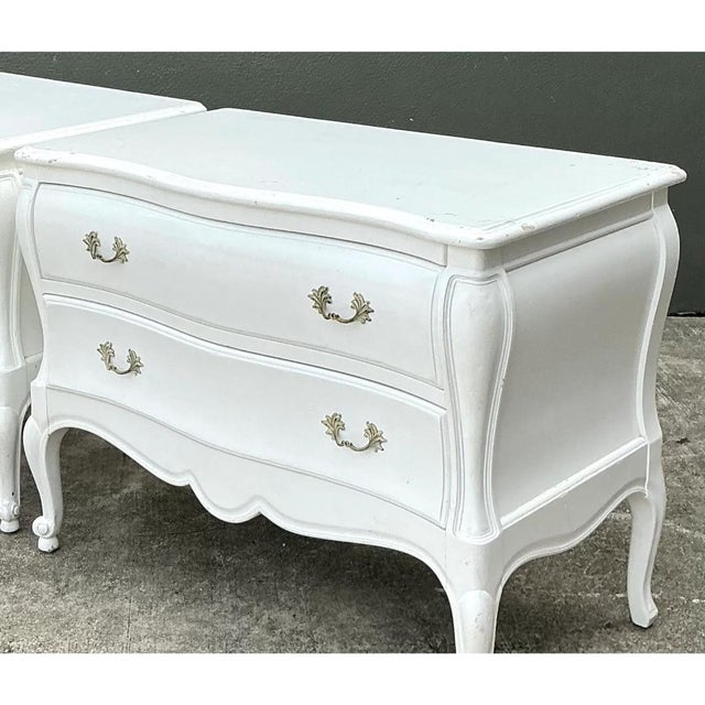 Mid 20th Century Vintage White French Provincial Nightstands - Pair For Sale - Image 5 of 12
