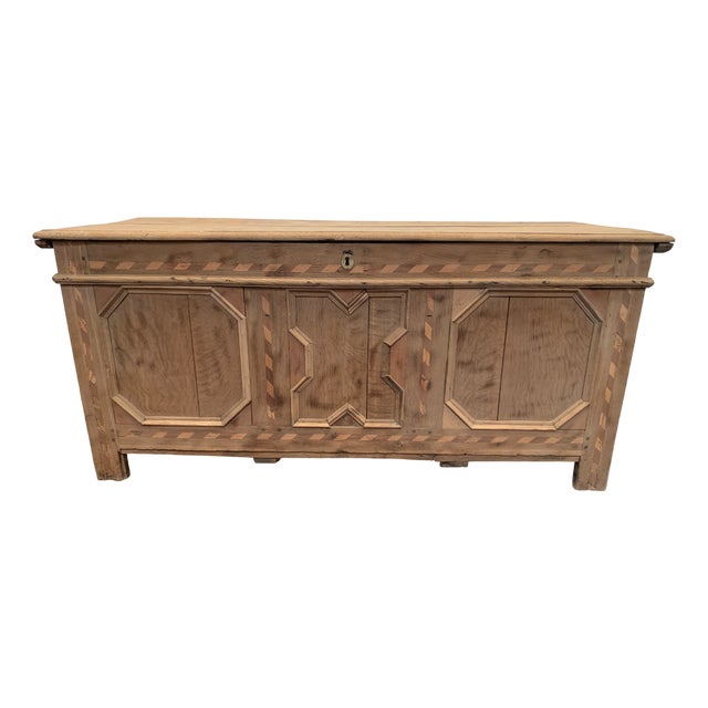 Chest in Oak with Light Wood Marquetry, 1700s For Sale