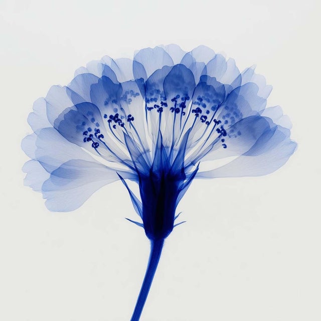 18' X 18' Abstract Blue Botanical Photograph / Organic Modern For Sale