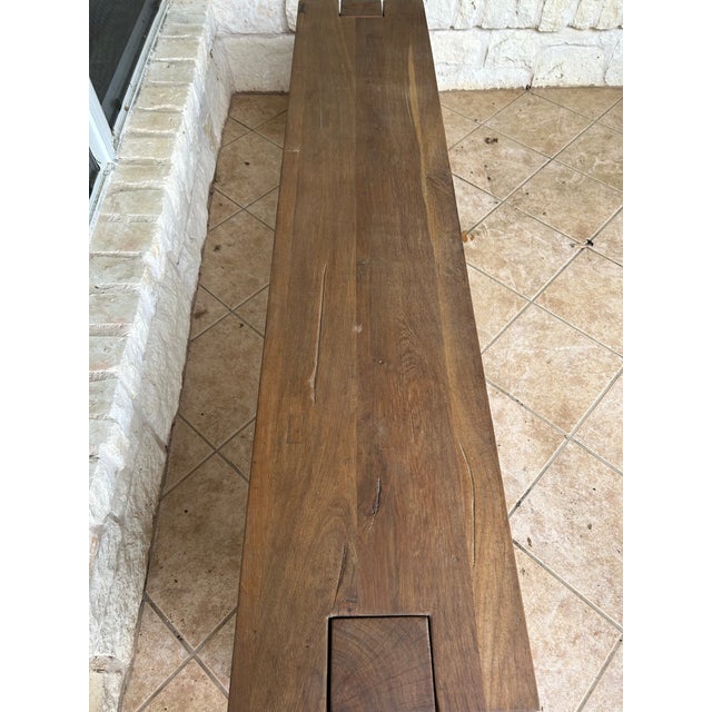 Rustic European Reclaimed Oak Parsons Dining Bench For Sale - Image 3 of 3