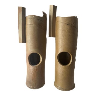 Vintage Pair of Wabi-Sabi Organic Studio Pottery Vessels For Sale