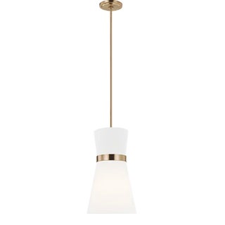 AERIN By Visual Comfort Studio Clark 1-Light Pendant in Satin Brass For Sale