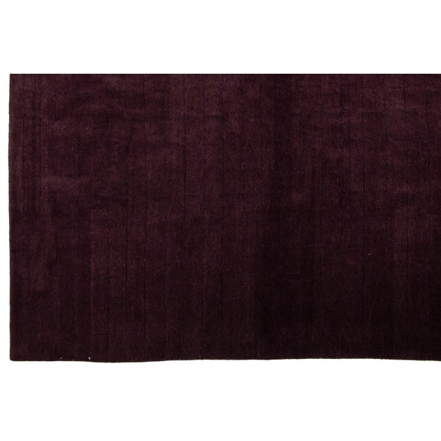 Modern Rug Made From Wool and Silk Featuring a Tibetan Weave Design in Purple For Sale - Image 4 of 9