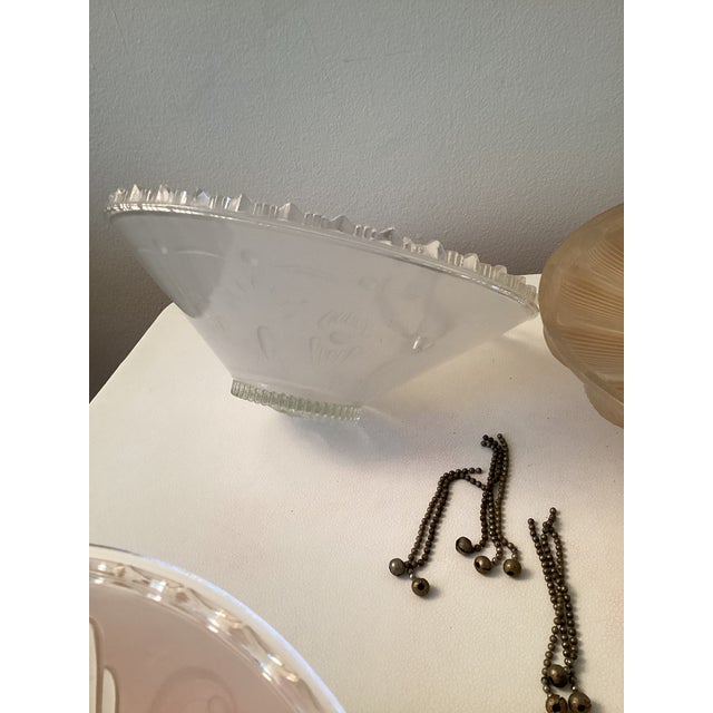 Vintage Patterned Glass Ceiling Shades - Set of 4 For Sale - Image 12 of 15