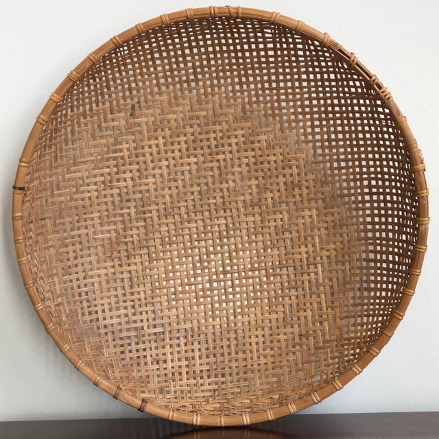 Vintage Mid-20th Century Handwoven Chinese Winnowing Basket For Sale - Image 11 of 11