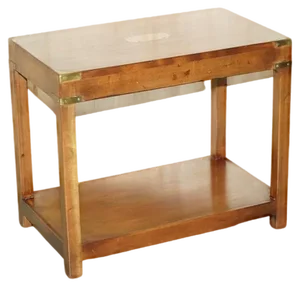 Vintage Military Campaign Mahogany Side Table from Harrods London Kennedy