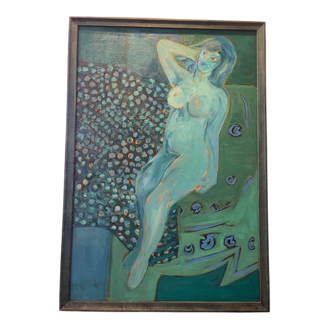 1970s Reclining Figure Oil Painting on Linen by Molly J. Schiff For Sale