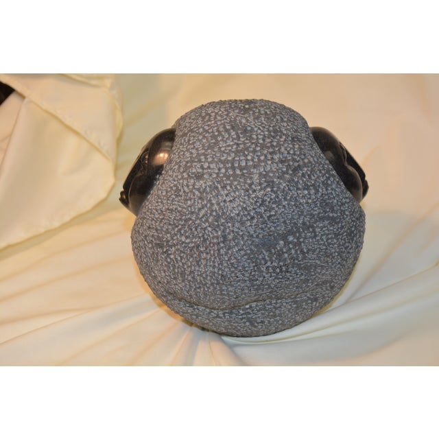 1970s Vintage African Black & Gray Shona Stone Round Woman / Heads Sculpture Statue For Sale - Image 5 of 9