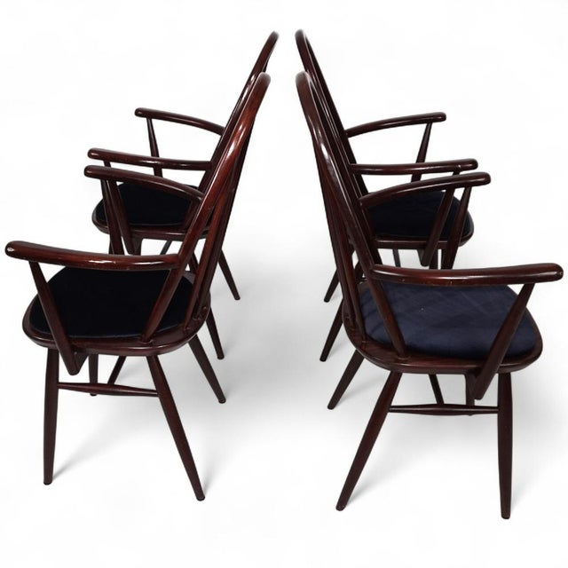 Wood Vintage Windsor Chairs in Mahogany, 1960, Set of 4 For Sale - Image 7 of 18
