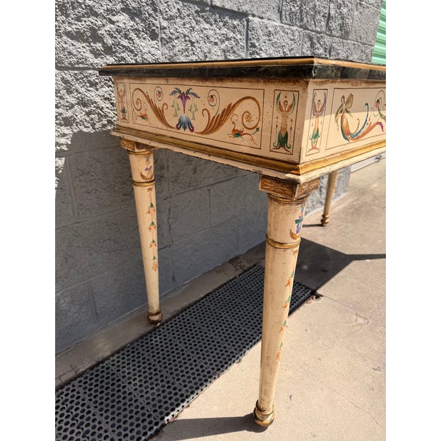 Cream Vintage Venetian-Style Crème Peinte and Polychrome Console Table For Sale - Image 8 of 9