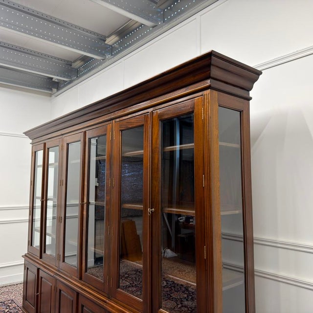 Large English Bookcase with Glass Doors For Sale - Image 10 of 18
