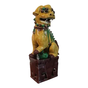 19th Century Chinese Porcelain Foo Dog Lion in Famille Verte Palette
