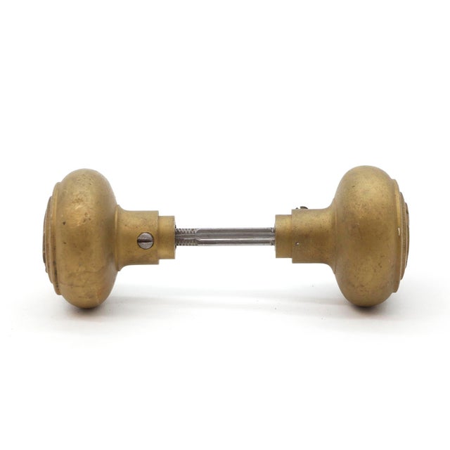 Traditional Pair of Antique BHS Emblematic Brass Door Knobs For Sale - Image 3 of 6