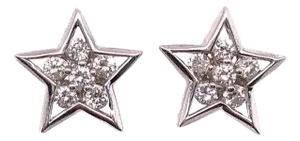 14 Karat White Gold With Diamonds Star Earrings 0.50 Total Diamond Weight