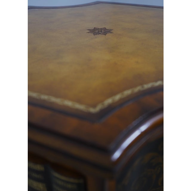 Brown Maitland Smith Leather Top Mahogany Occasional Faux Book Table For Sale - Image 8 of 18