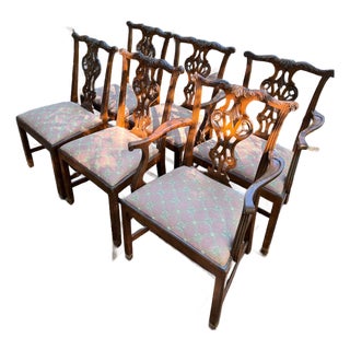 1970s Set of 6 Baker Mahogany Chippendale Dining Chairs For Sale