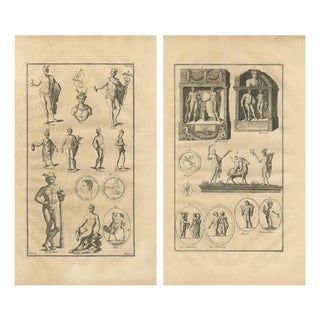Bernard de Montfaucon, Roman Sculptures, 1721, Copper Engravings on Laid Paper, Set of 2 For Sale