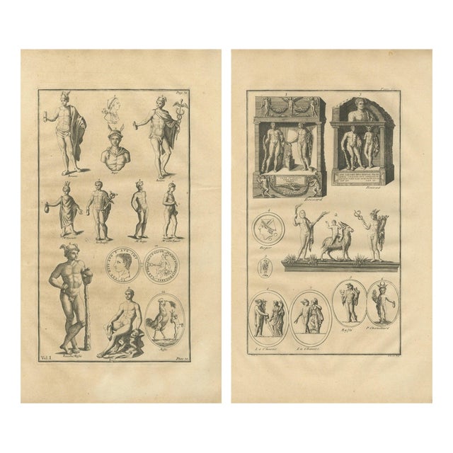 Bernard de Montfaucon, Roman Sculptures, 1721, Copper Engravings on Laid Paper, Set of 2 For Sale