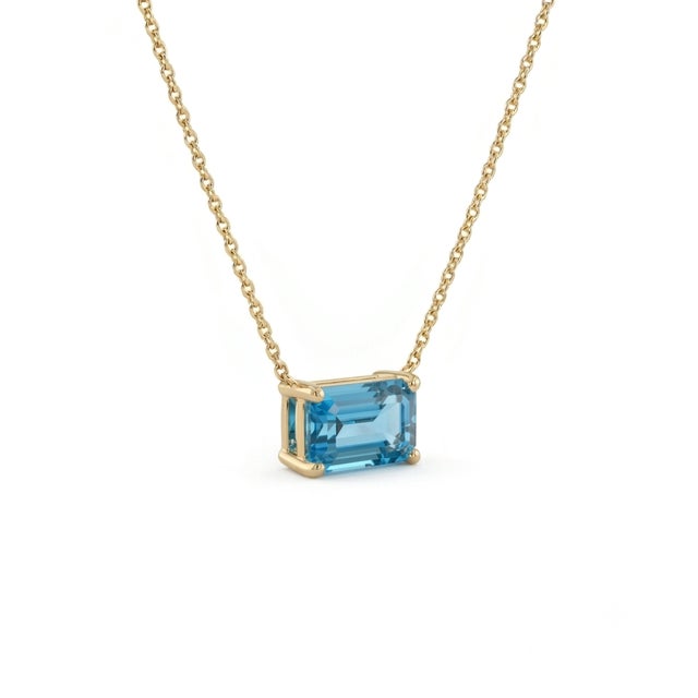 Swiss Blue Topaz Beautiful Necklace - Stacking Gemstone Dainty Necklace For Sale - Image 4 of 4