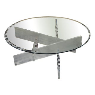Glass Coffee Table with Acrylic Glass Base For Sale