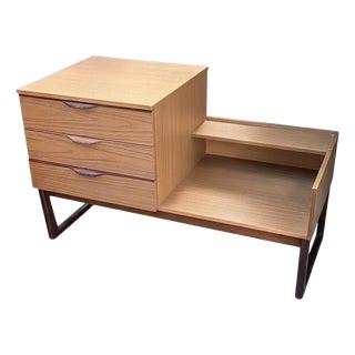 Mid-Century Telephone Bench in Teak Storage Bench with Drawers, 1960s For Sale