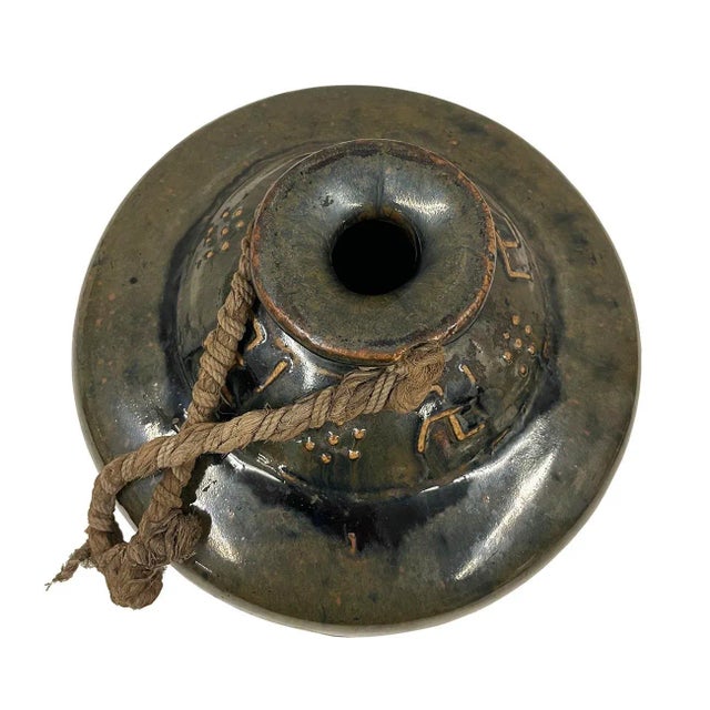 Early 20 Century Vintage Chinese Dark Green Glaze Pottery Vase/Liquor Bottle For Sale - Image 4 of 8