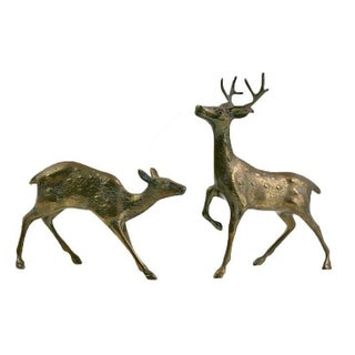 Vintage Hollywood Regency Decorative Brass Deer For Sale