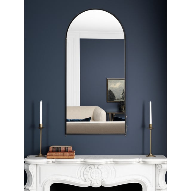 Black Van Buren Brushed Black Arched Mirror For Sale - Image 8 of 8