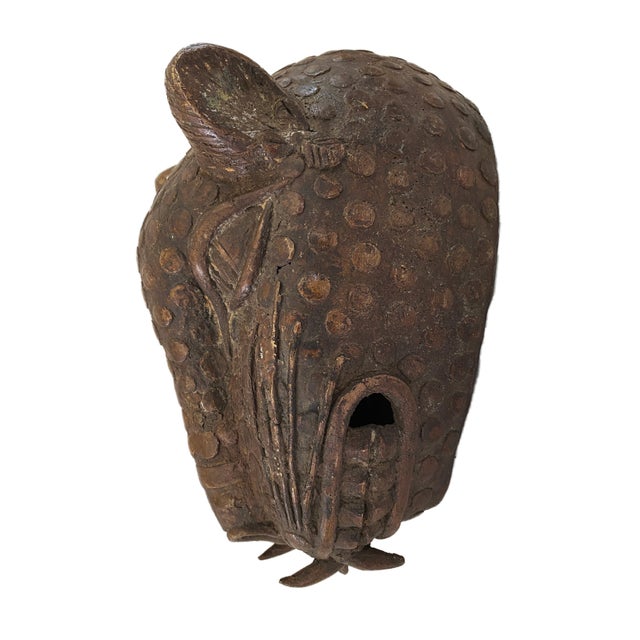 Large Benin Bronze Leopard Head Nigeria African Chairish