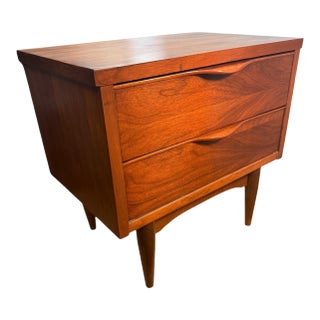 1960s Nightstand Two Drawer Walnut Harmony House For Sale