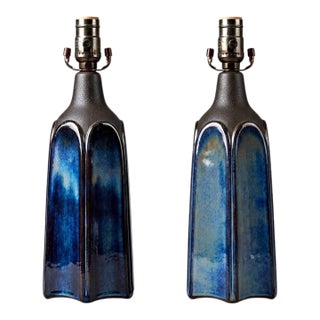 1960s Soholm Pottery Scandinavian Modern Porcelain Lamps - a Pair For Sale