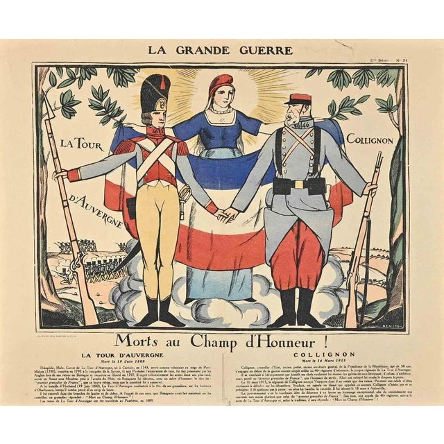 La Grande Guerre is an original Woodcut by Benito (Edmond Garcia, 1891-1961) realized in the Early 20th Century. Good...