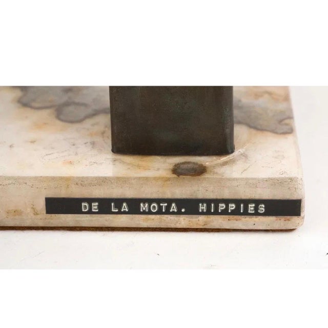 Carlos De La Mota, Carlos De La Mota Argentina Cubist Wrought Iron Sculpture Marble Base, Brutalist For Sale - Image 13 of 15