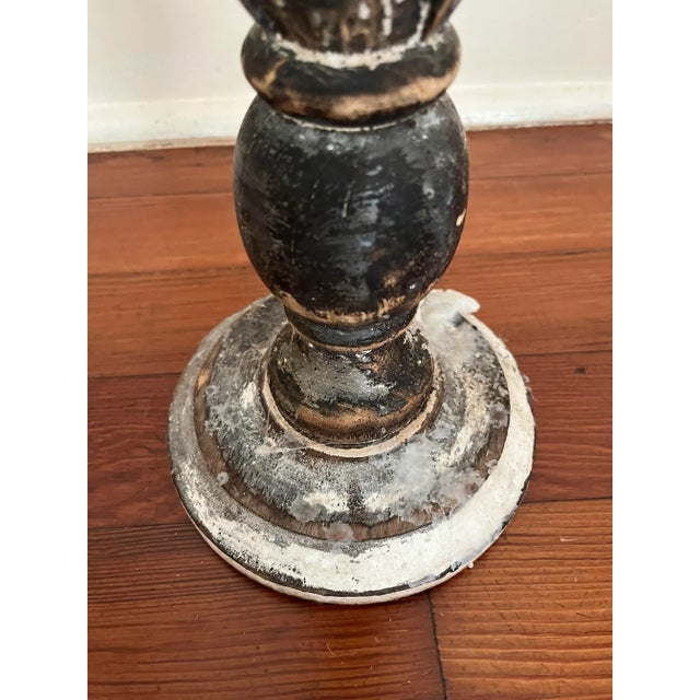 19th Century European Wooden Hand-Carved Candle Holder For Sale In Cincinnati - Image 6 of 10