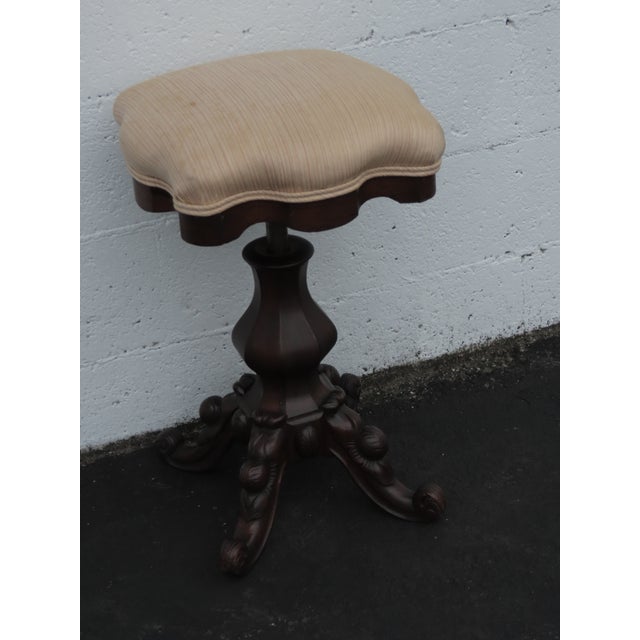 Brown Empire Late 1800s Adjustable Swivel Piano Stool Ottoman 6414 For Sale - Image 8 of 13