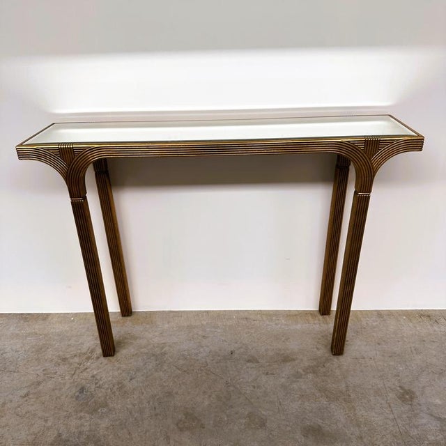 Vintage Gilt Console Table with Beveled Mirror Top from Deknudt, Belgium, 1980s For Sale - Image 14 of 14