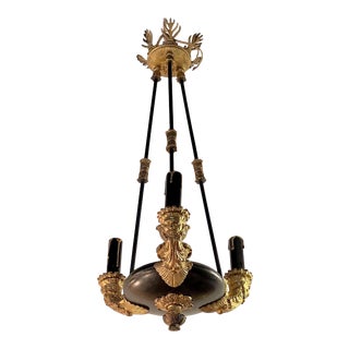 Petite 19th Century French Empire Gilt Bronze Chandelier For Sale