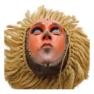 1960s Mexican Parachico Mask with Montera For Sale